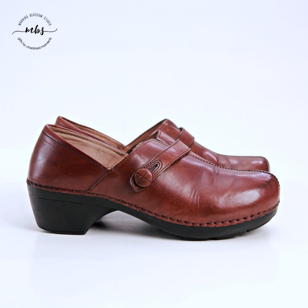 Dansko Solstice Leather Split Toe Strap Clog Brown Women EU 40